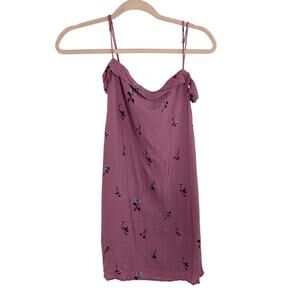 Lela Sky XS Floral Coquette Dainty Novelty Print Pink Slip Dress